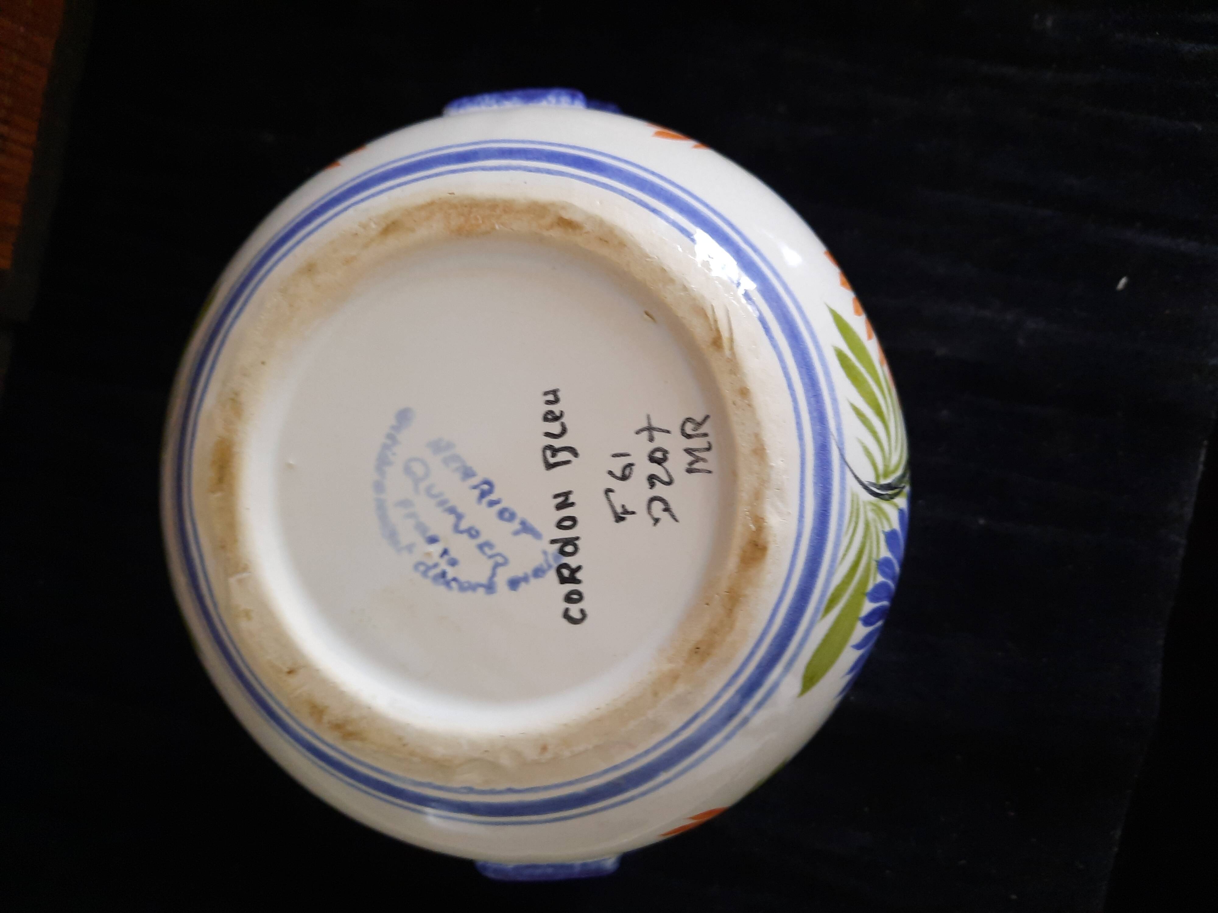 Large stockpot with lid - Henriot Quimper - Cordon Bleu decoration