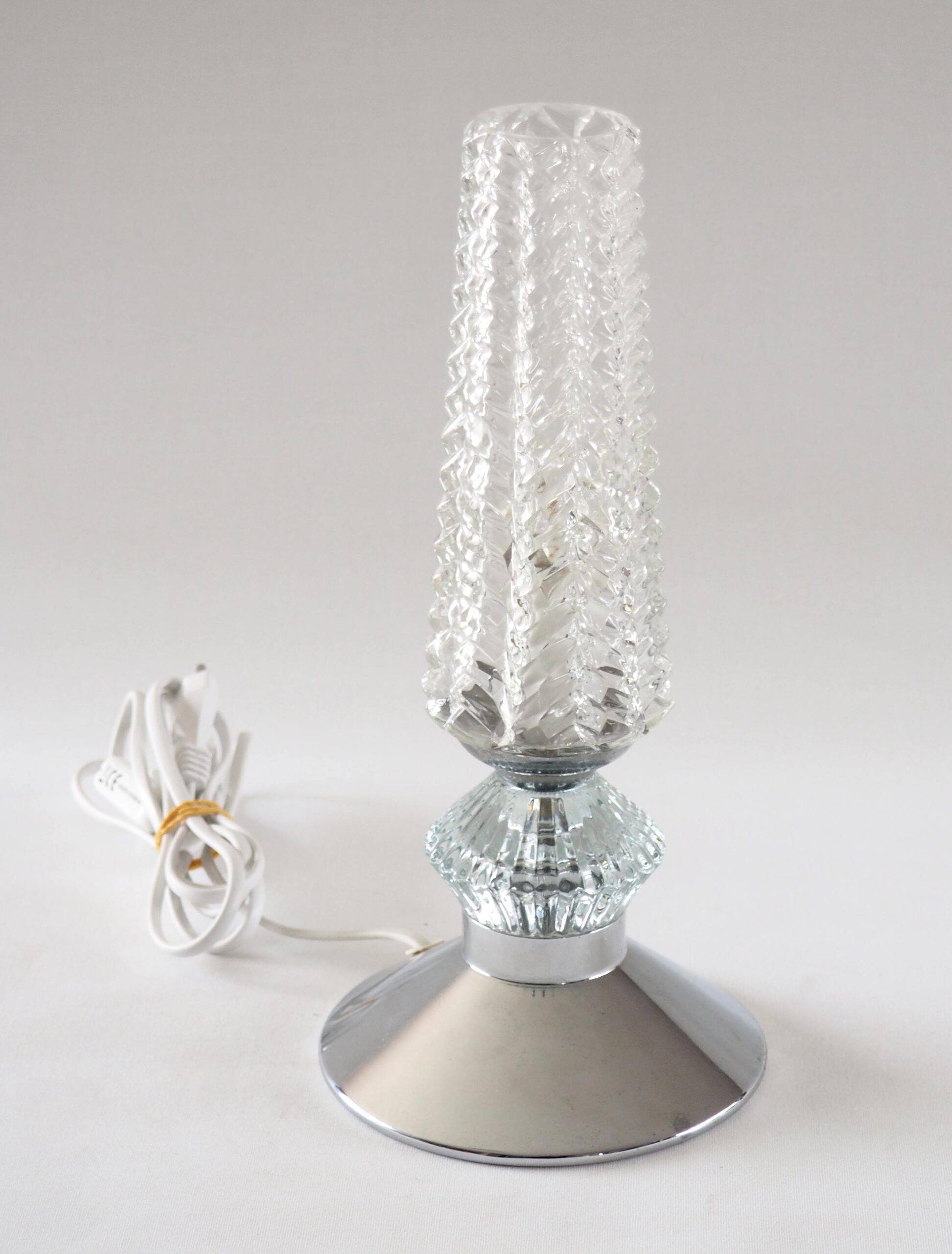 Chevron and chrome flute lamp