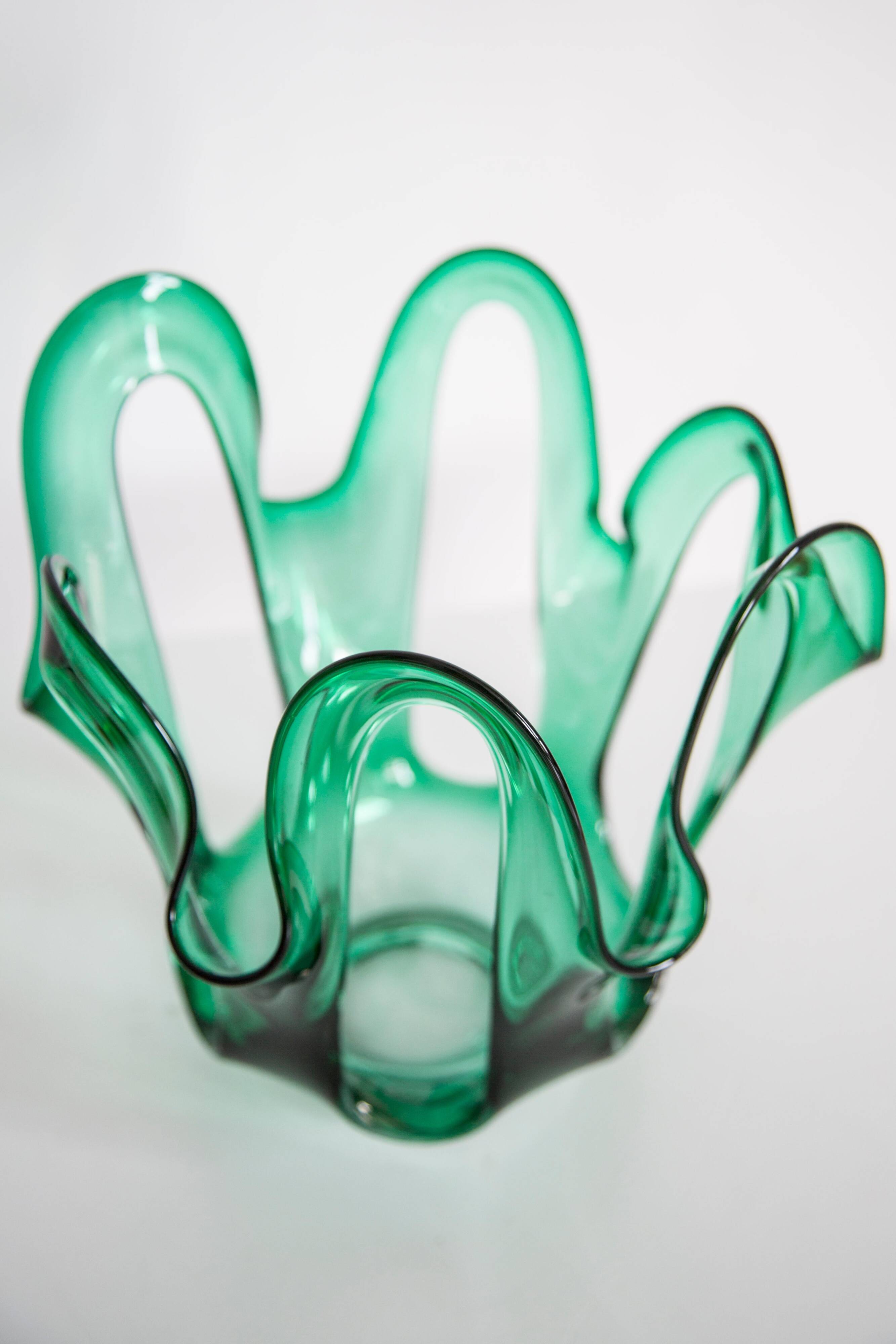 "Scarf" Vase Artisan Large Vintage Mid-Century Glass Vase