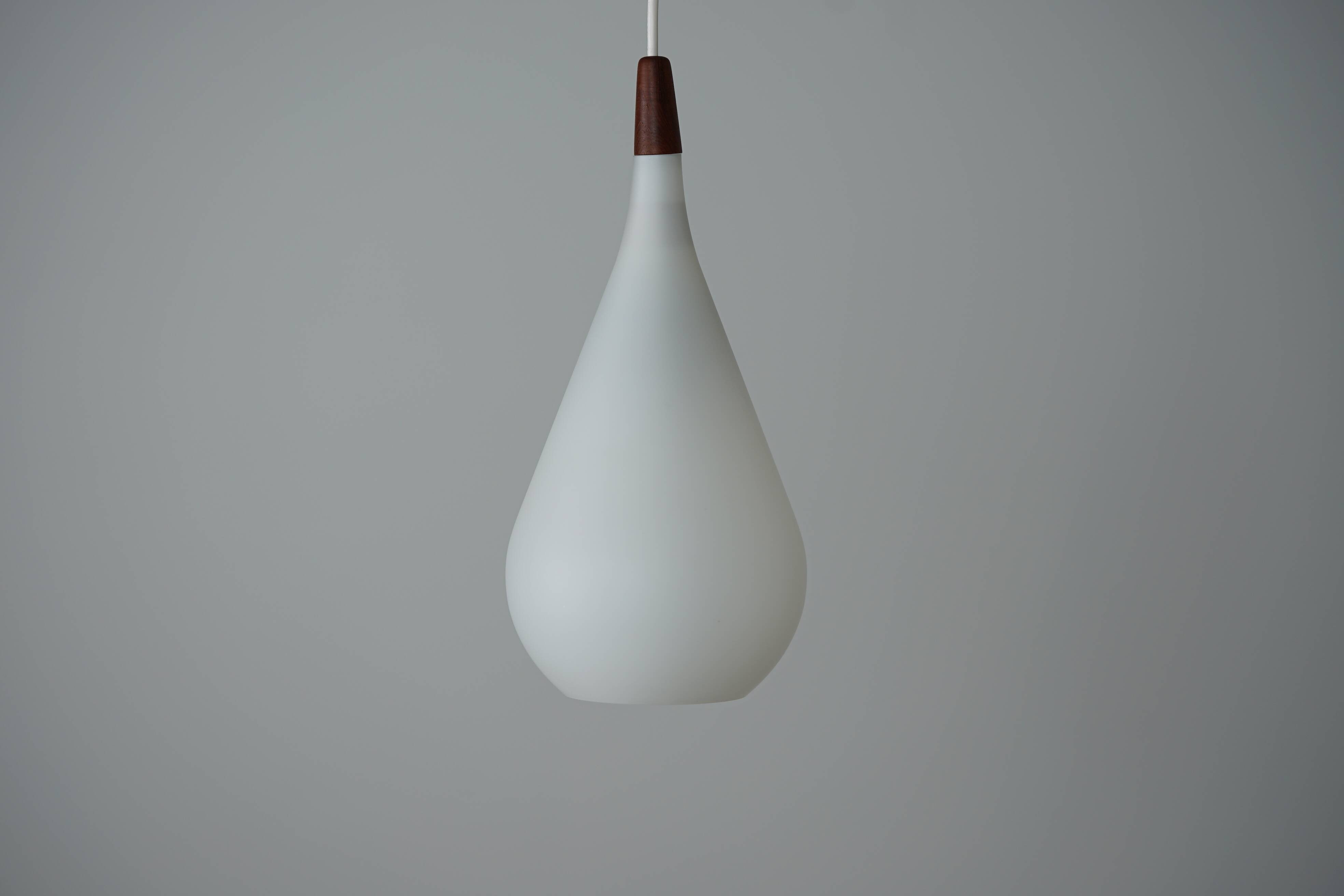 Danish DROP Lamp in Opal Glass and Teak