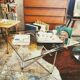 Glass and chrome square coffee table