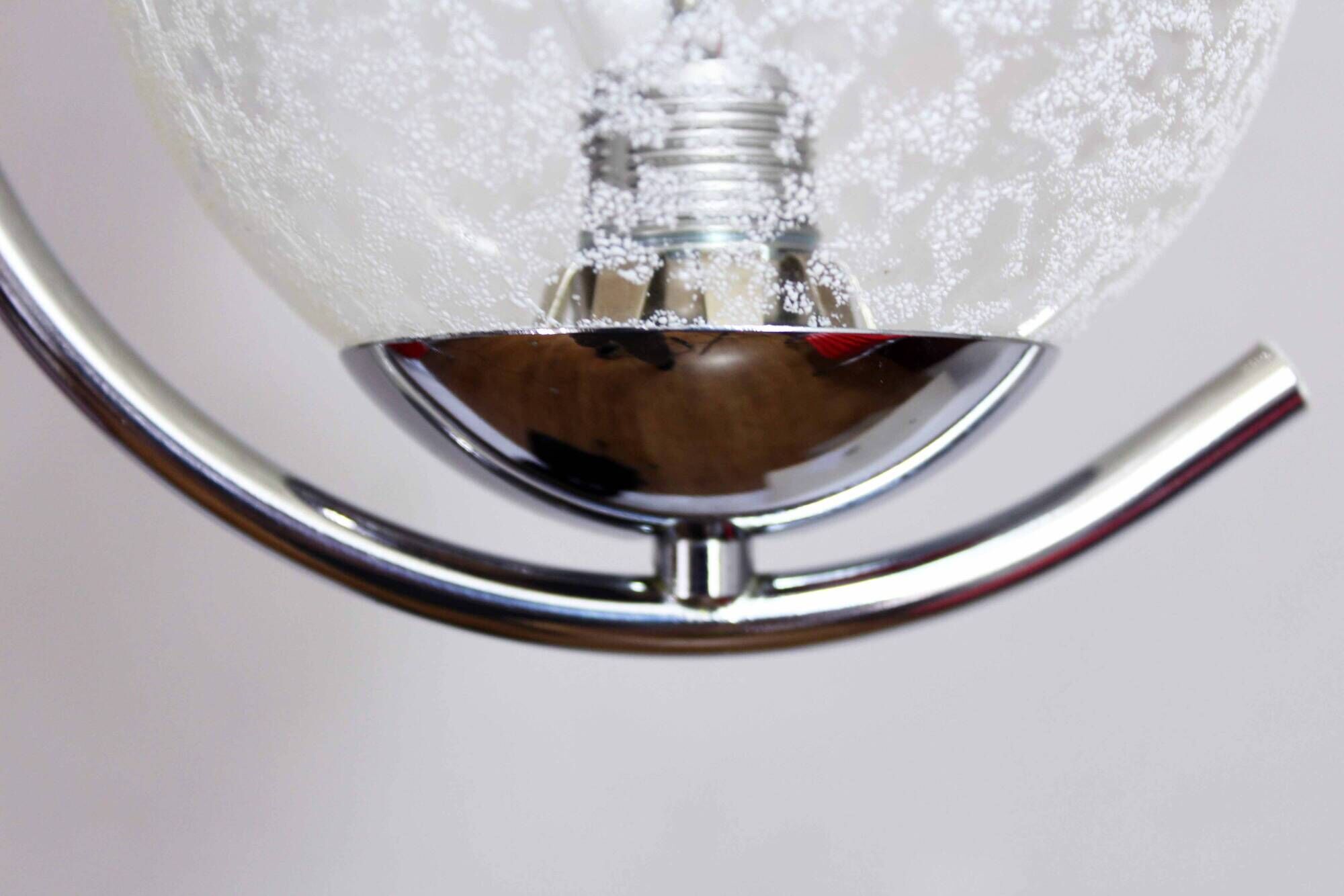 Vintage chandelier in chrome metal and glass 1970