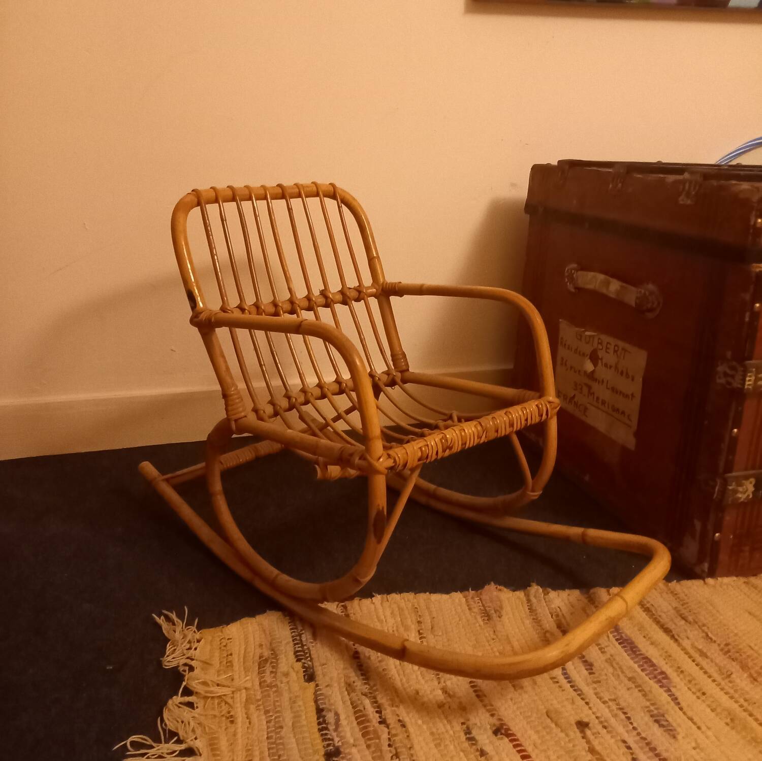 Children's rattan rocking chair