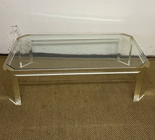 Table basse en Lucite par David Lange, 1970