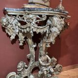 Italian Sculptural Silver Mecca Gilding Console Tables, Set of 2
