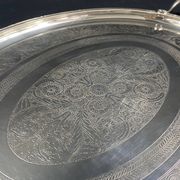 Very large silver metal serving tray christofle malmaison model
