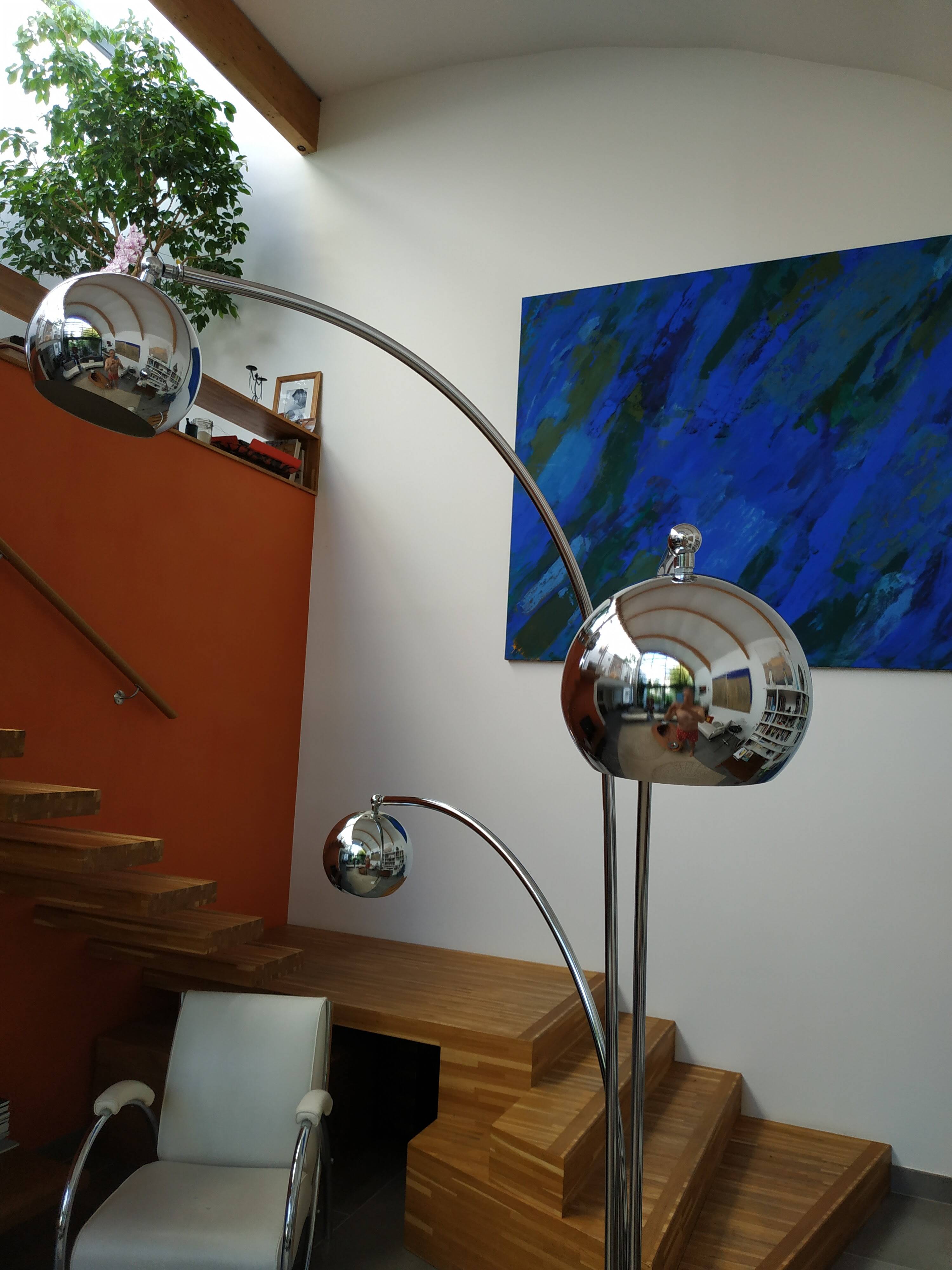 "Muguet" floor lamp by G. Reggiani in chrome metal from the 70s