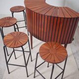 Sika Møbler vintage Bar mit 4 Barhocker aus Teak