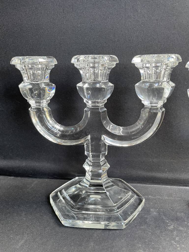 Pair of crystal candlesticks – Bernard Schott – Hellert (Moselle)