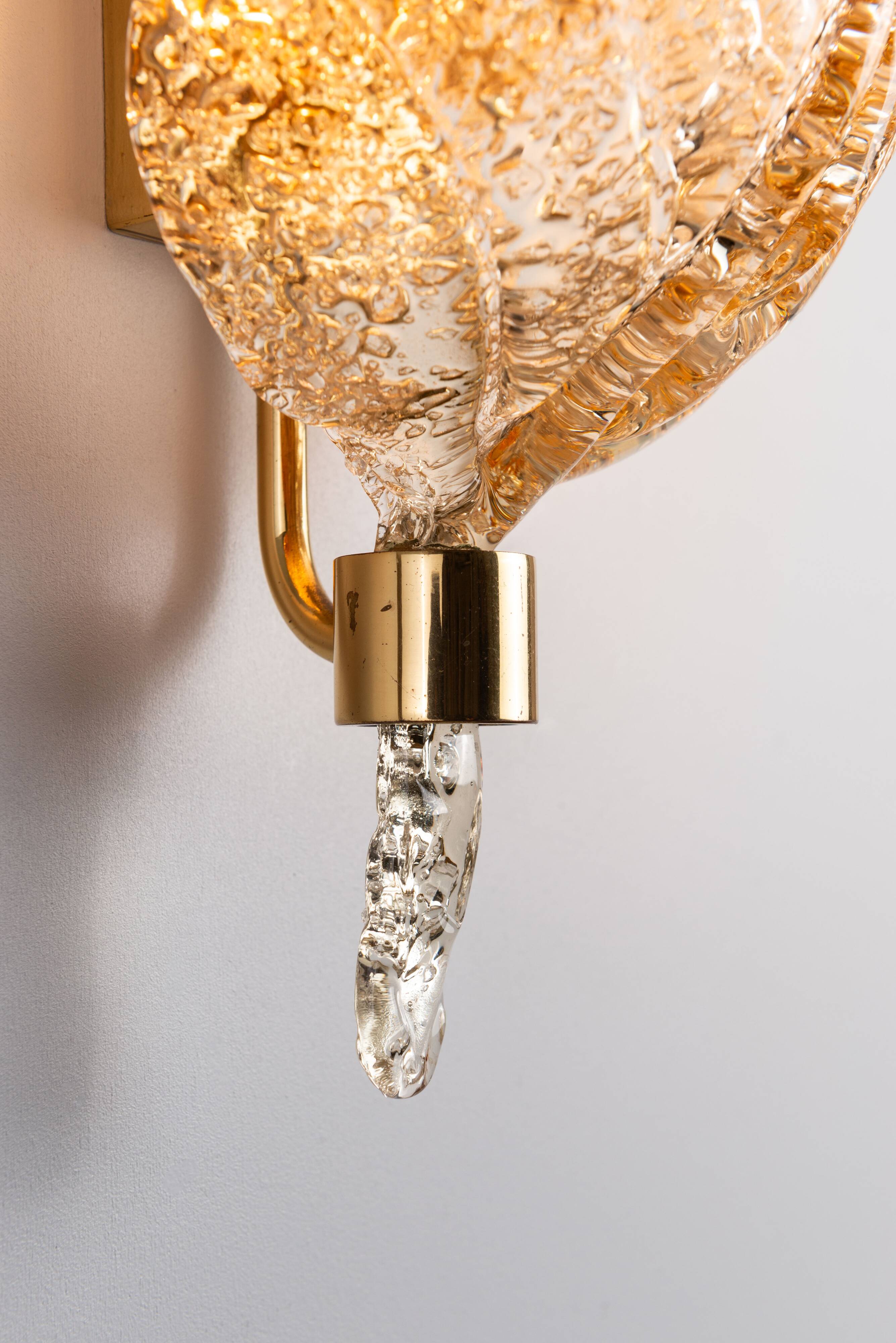 Frosted glass leaf wall lamp by Hillebrand, Germany, 1970s