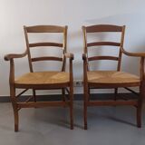 Pair of cherry wood armchairs