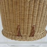 Woven rattan storage basket "owl, chouette" 1970