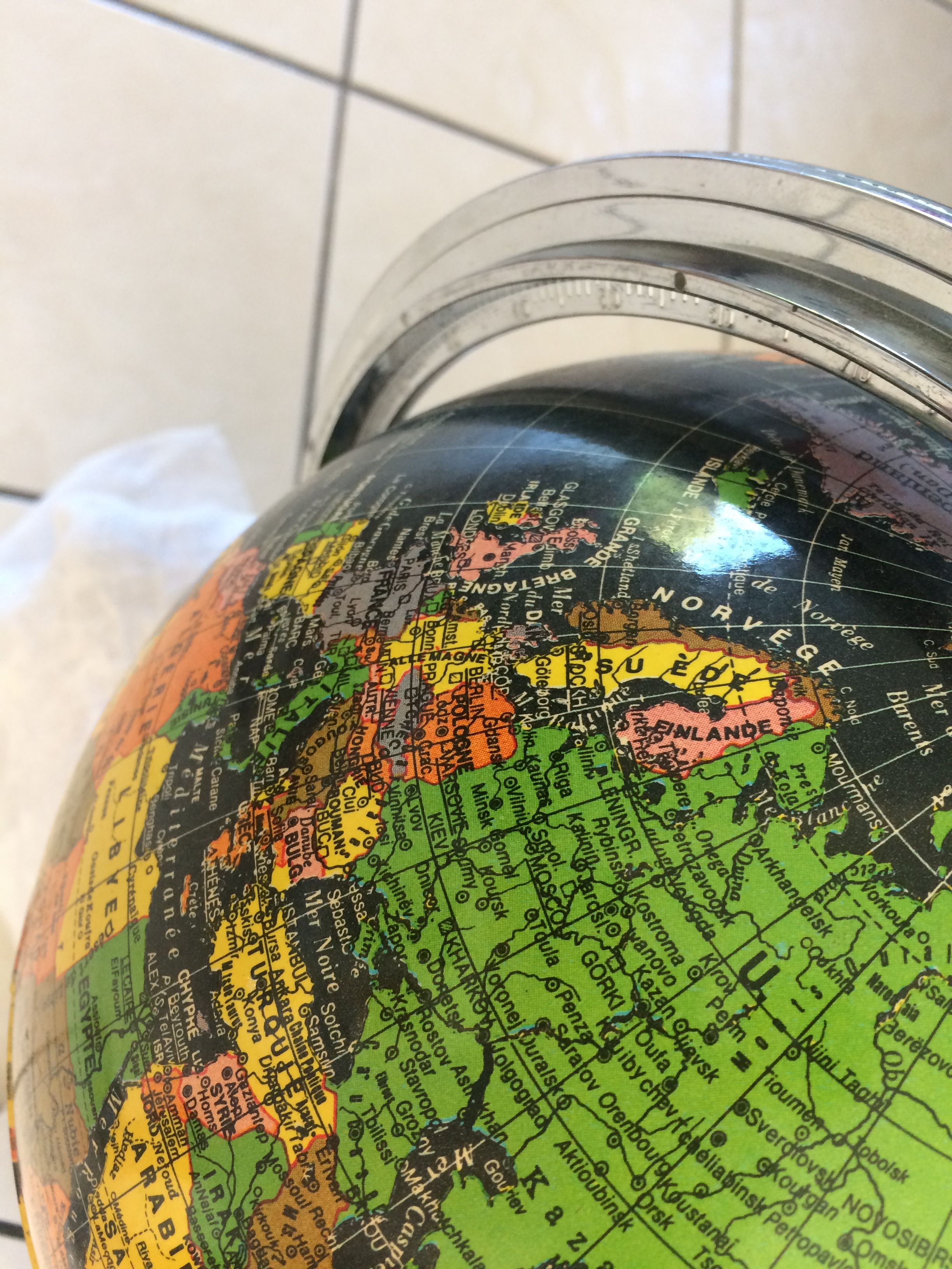 World map in black background