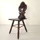 Antique Gothic hall chair with bobbin legs