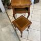 Louis XV style gueridon and stool set in solid oak.