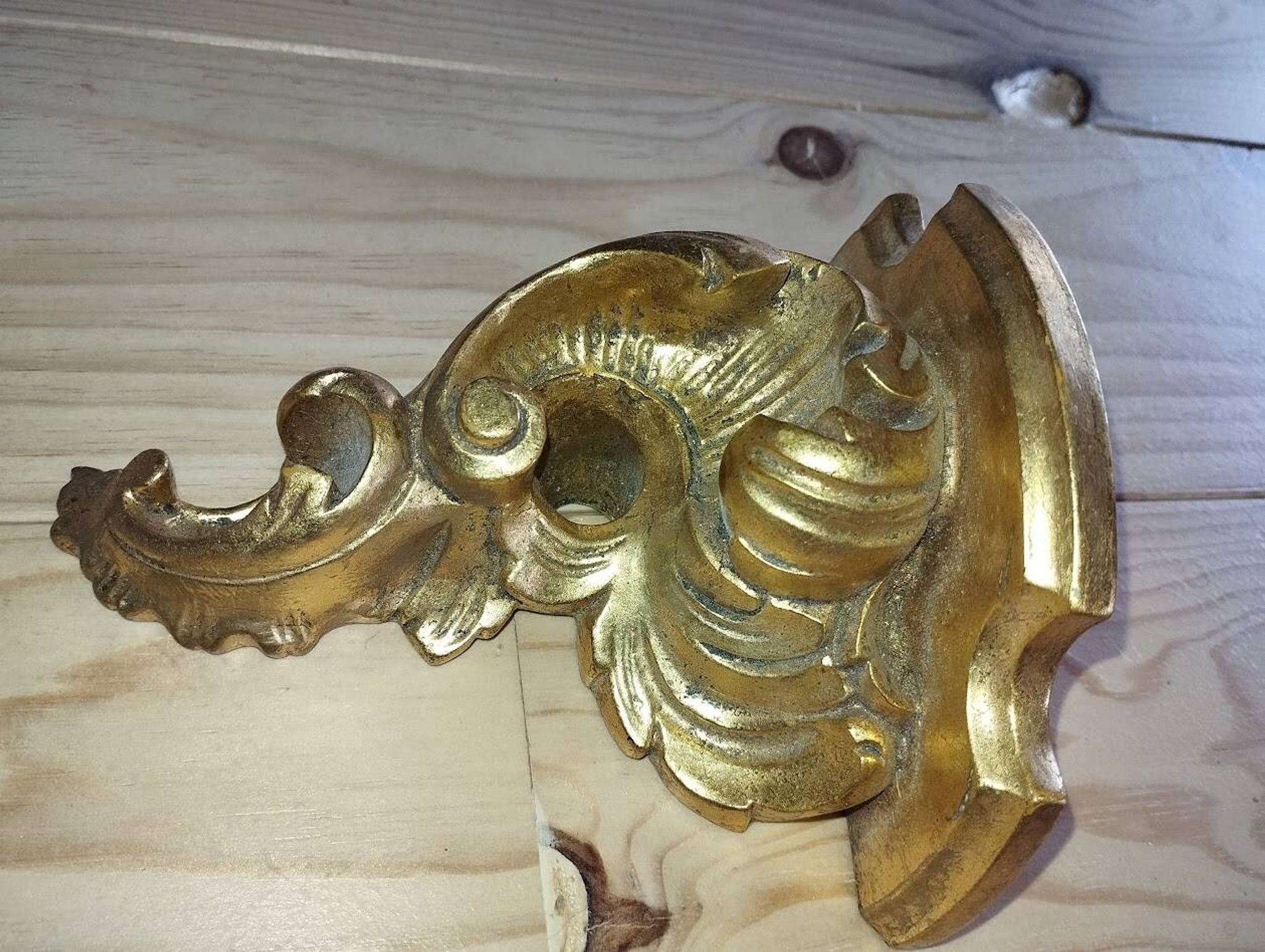 Wall console in rockwork – patinated gold decor, Louis XV style