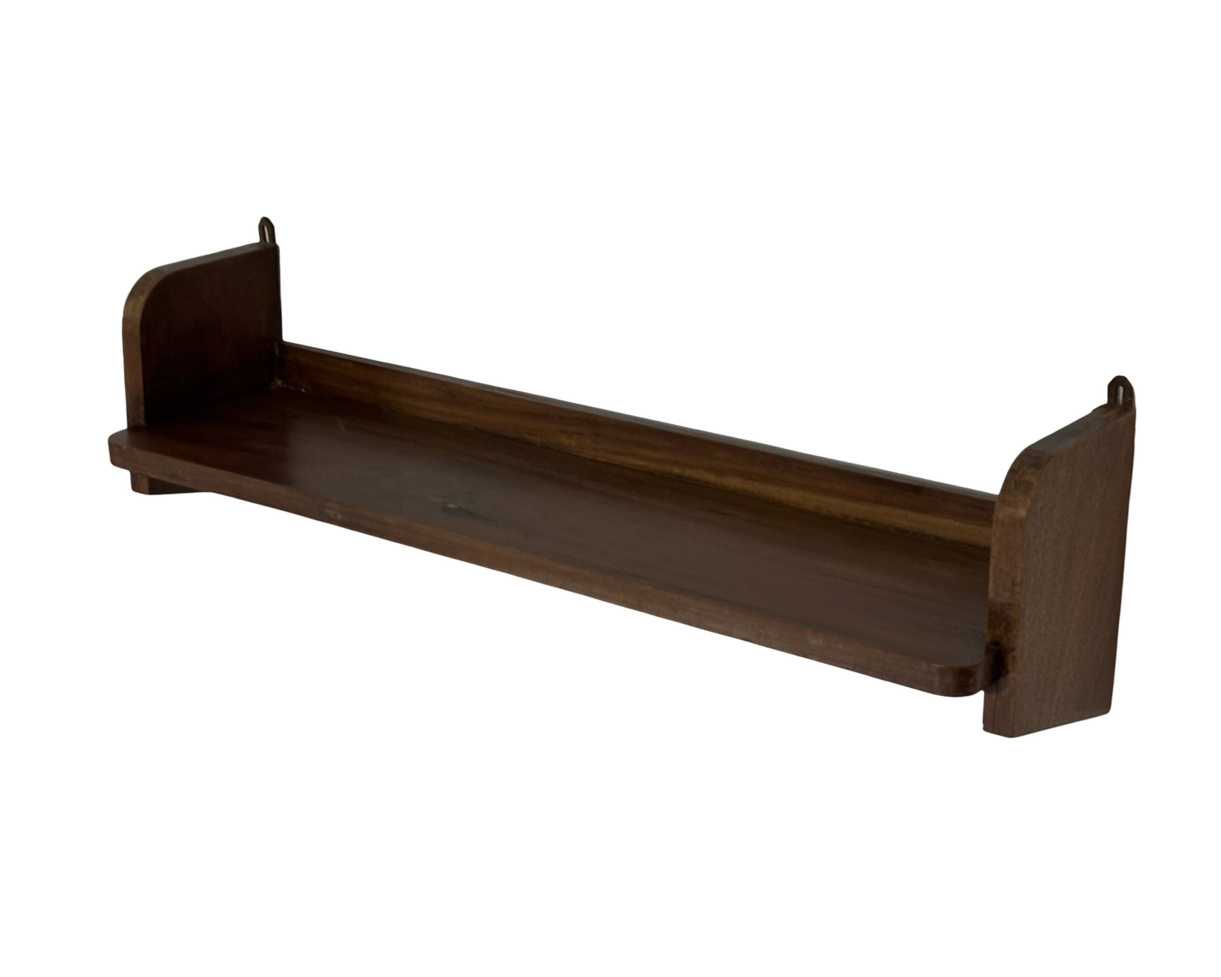 Vintage wooden wall shelve rack bookshelf in oak wood minimalist