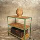 Old shelving green with wood
