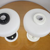 Ensemble de deux rares lampes de table noires et blanches Napako années 1960