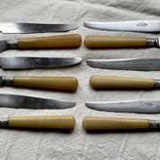 Service de 12 couteaux à dessert (ou fromage) corne et argent