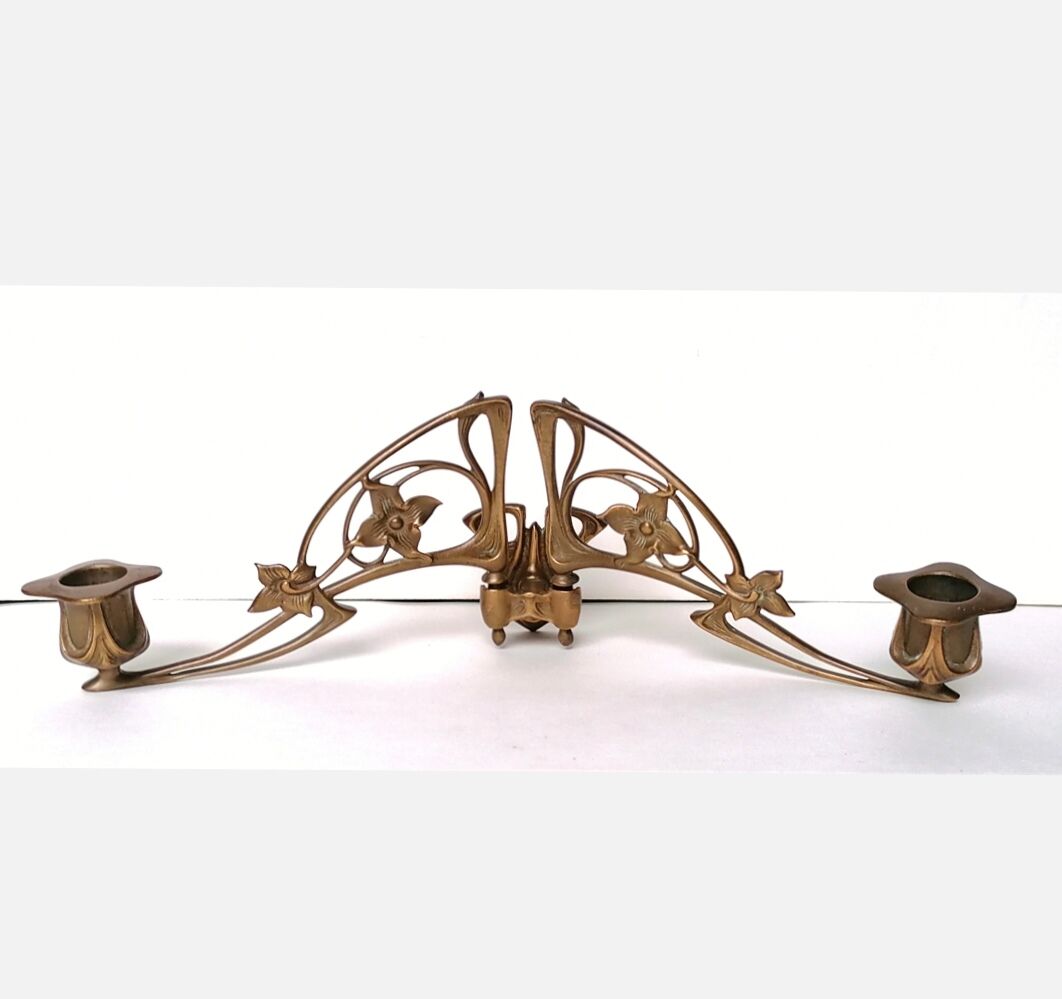 Pleyel art nouveau bronze candle holder
