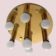 Mid-century ceiling light, brass by Solken Leuchten, 7 lamps.
