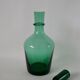 Set of a carafe and 4 designer glasses in green glass from the 70s