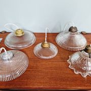 Suspension Art Déco en verre rainuré, années 1920-30
