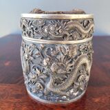 Chiseled Solid Silver Tea Box Vietnam