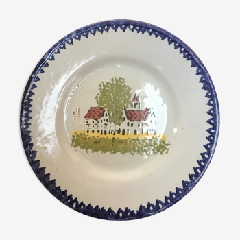 Saucer (N9) earthenware Charolles village motif