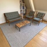 Two-seater sofa and pair of Peter HVIDT armchairs