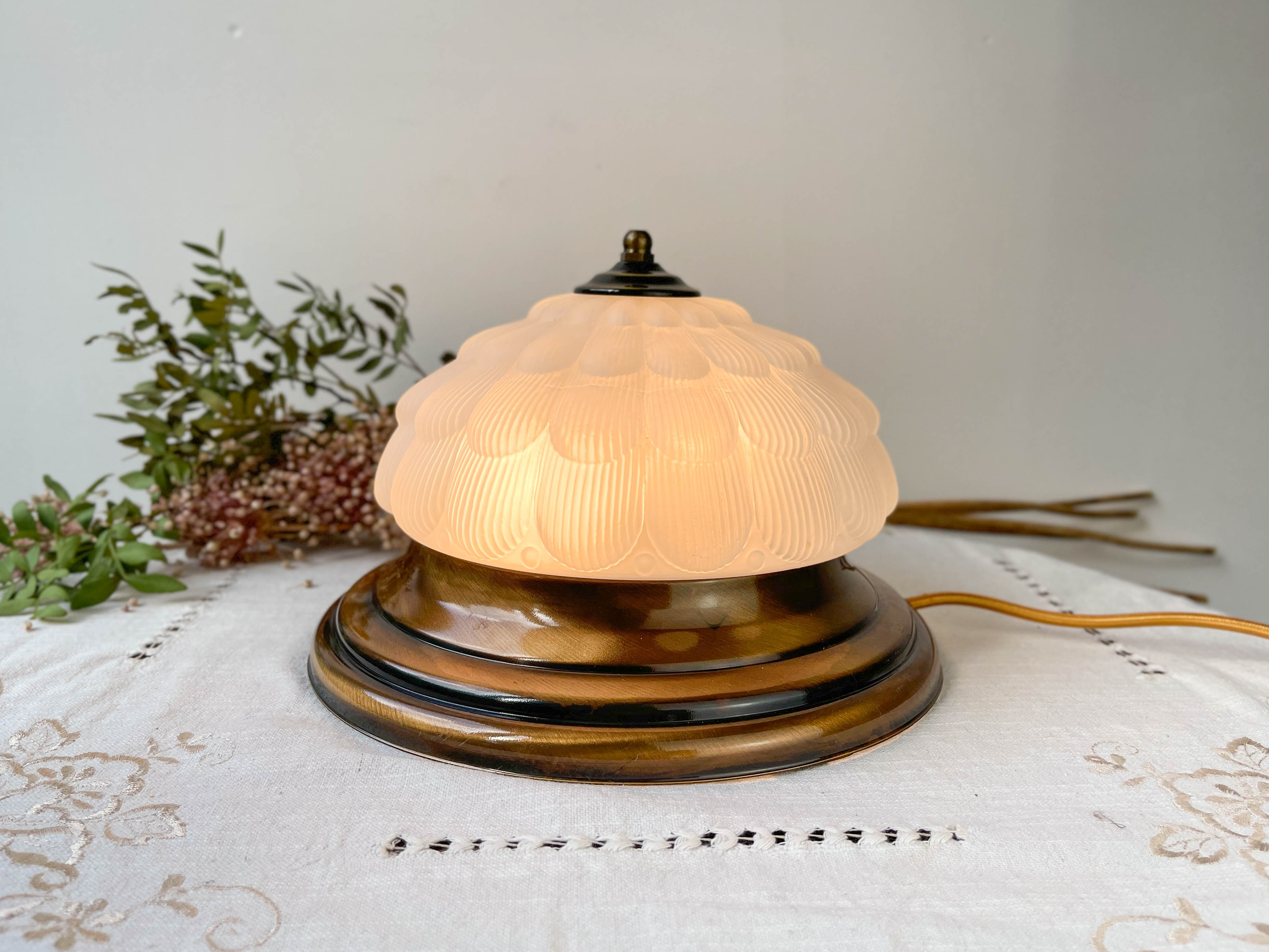 Vintage table lamp antique glass globe