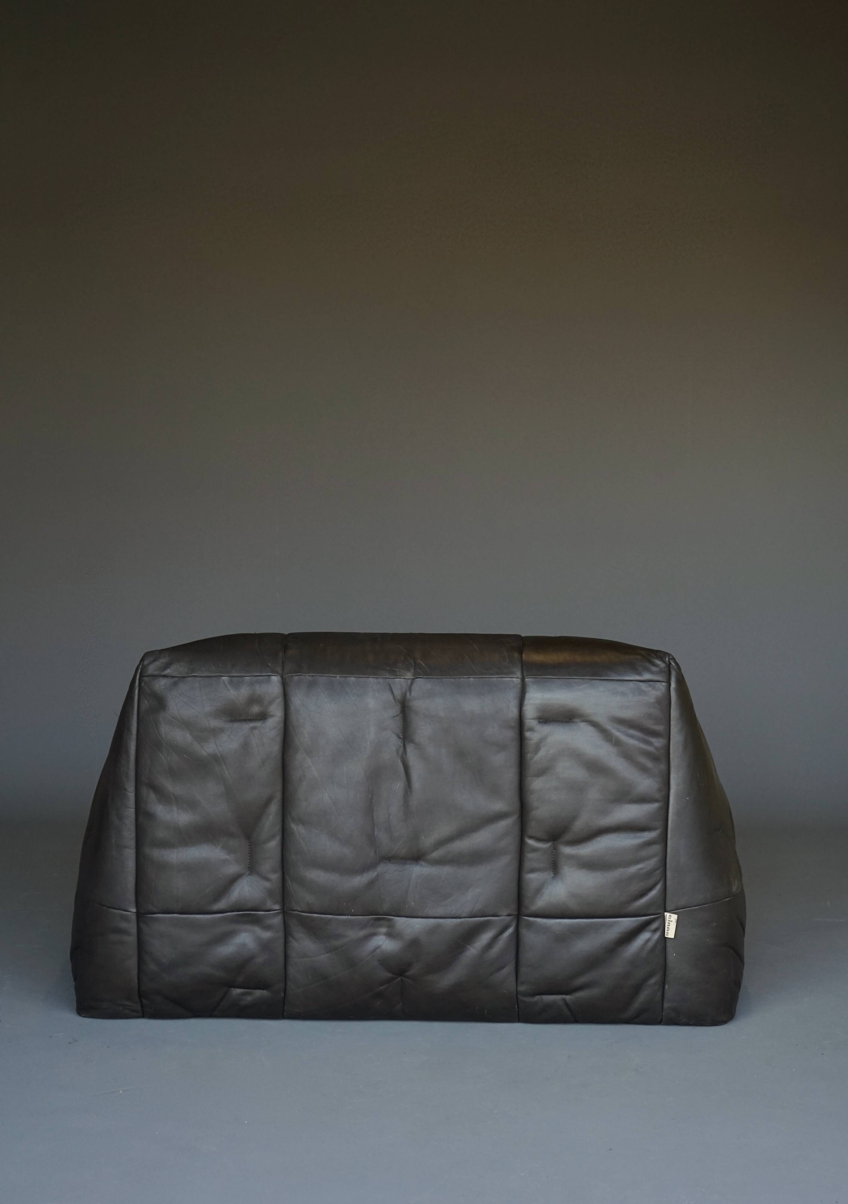 Amak Lounge Chair in brown leather by Annie Hieronimus for Cinna, 1980s