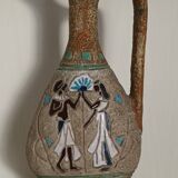 Vintage Egyptian Patterned Pitcher Vase