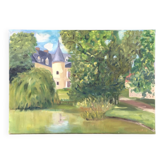 Lake castle painting