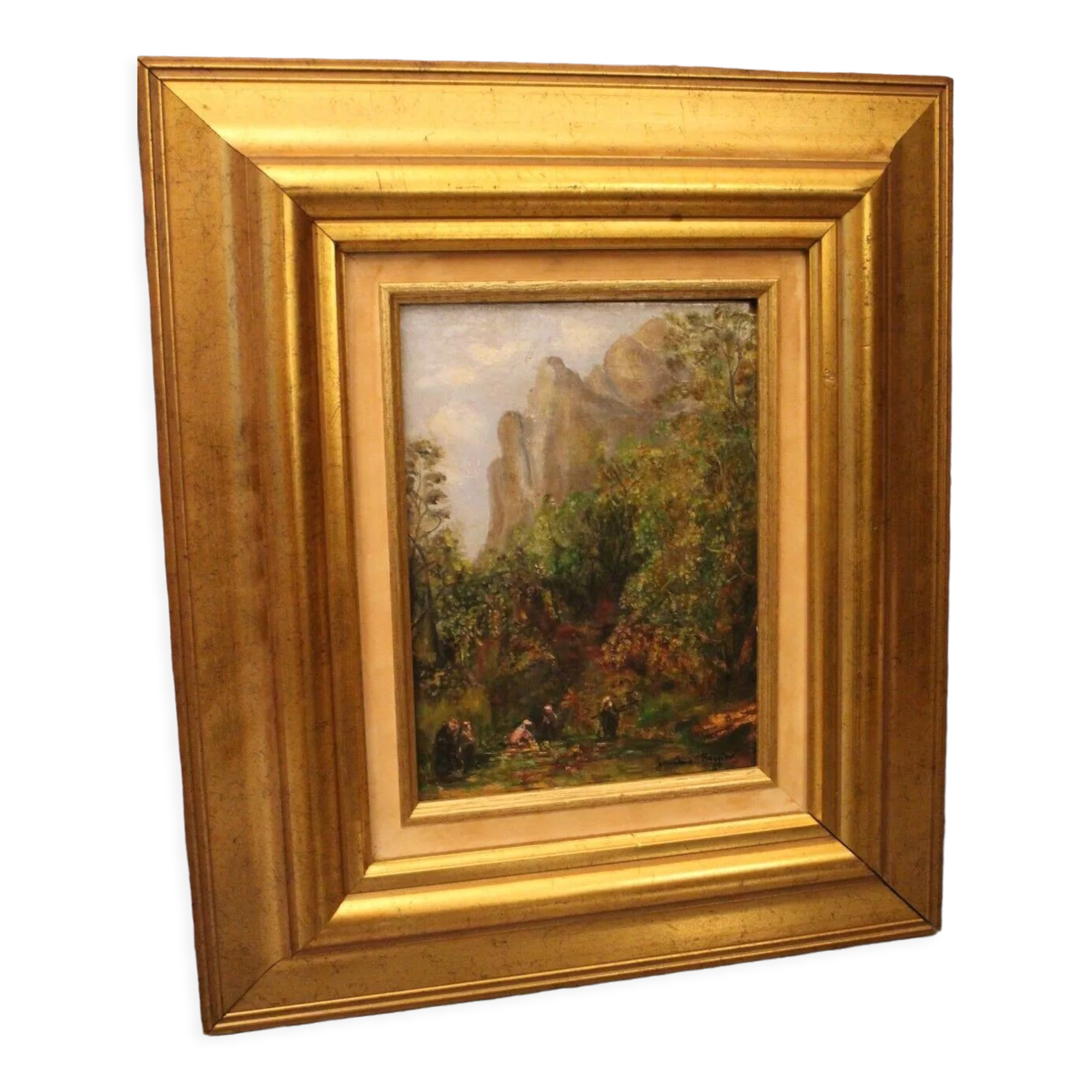 Oil painting on panel Ruggiero animated orientalist landscape Orientalism
