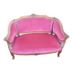 Small antique Louis XV style pink velvet loveseat bench