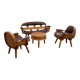 Rustic living room wooden barrel armchairs and sofa Italy 1970s