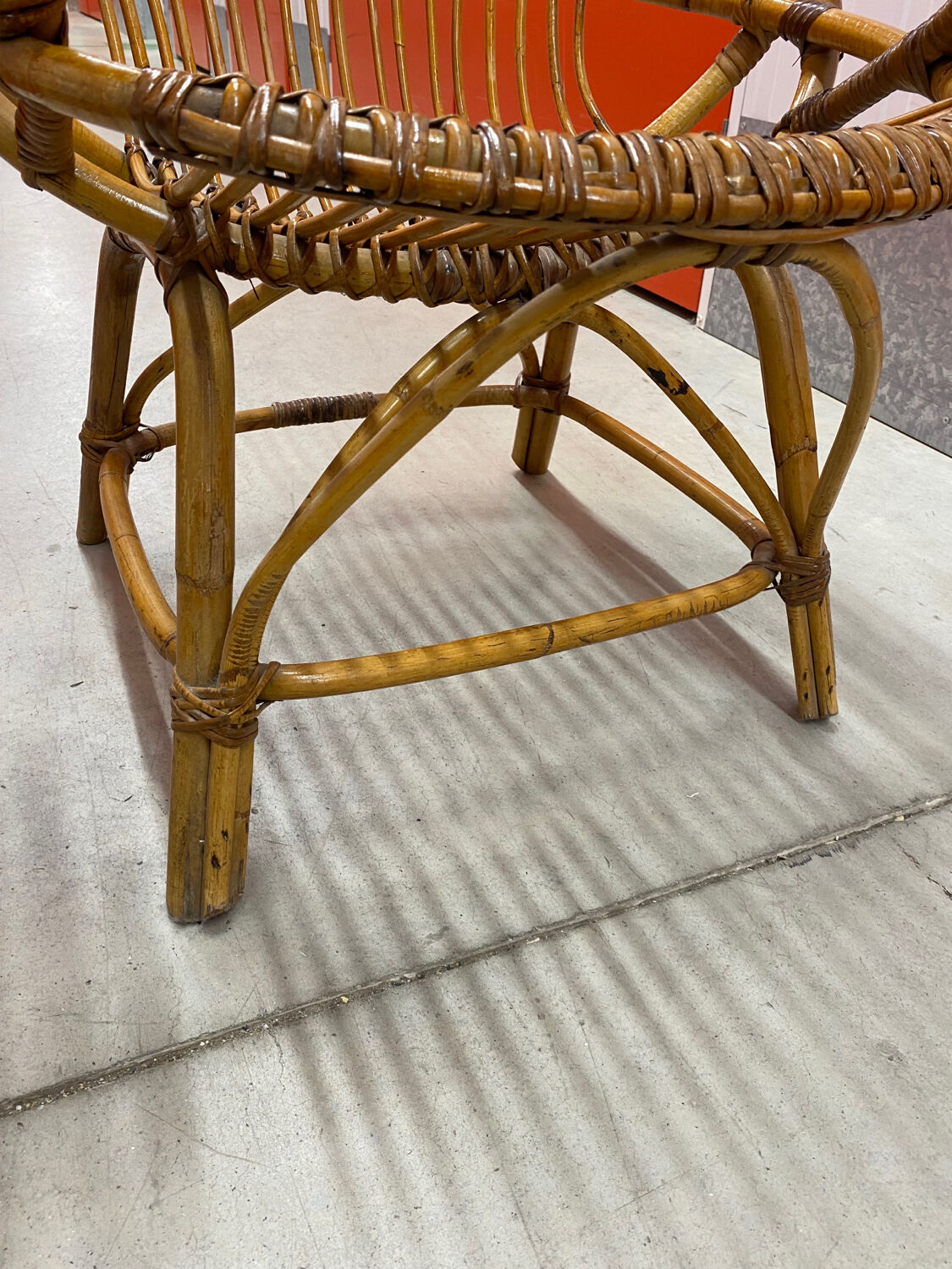 Rattan and bamboo armchair