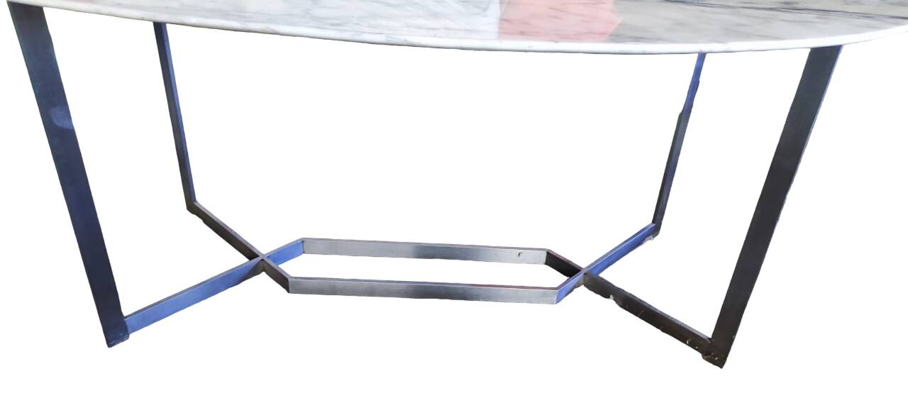 Very beautiful marble table with aluminum legs signed Venture