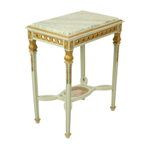 Console d'appoint ancienne en marbre vert doré d'époque Louis XVI