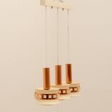 Vintage hanging lamp with three cut glass lampshades, Kamenický Šenov, 1970´s