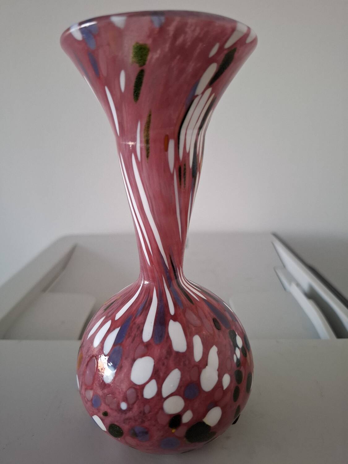 Speckled blown vase by Briot