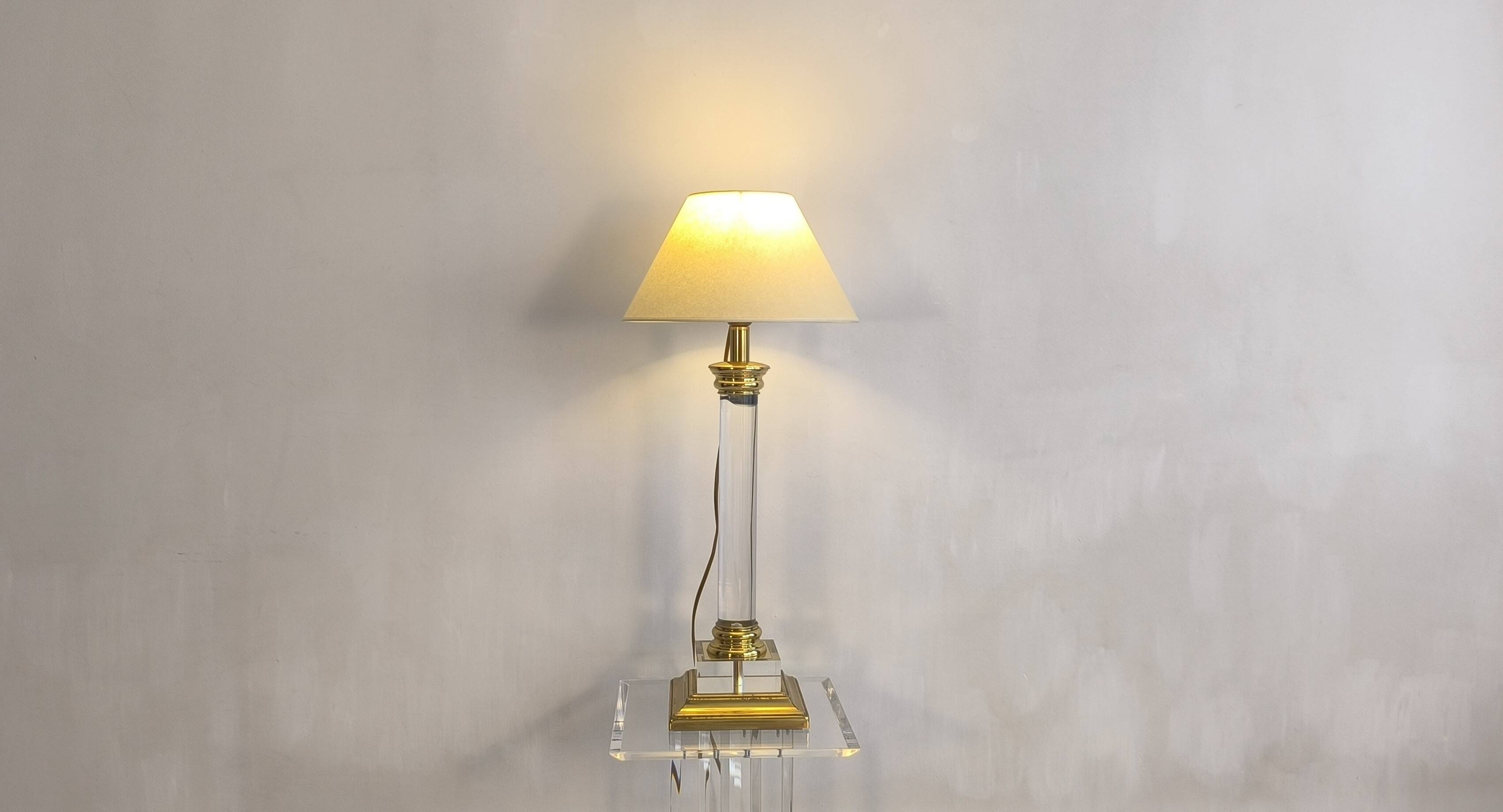 Elegant column lamp signed "Le Dauphin" vintage 70s/80s.