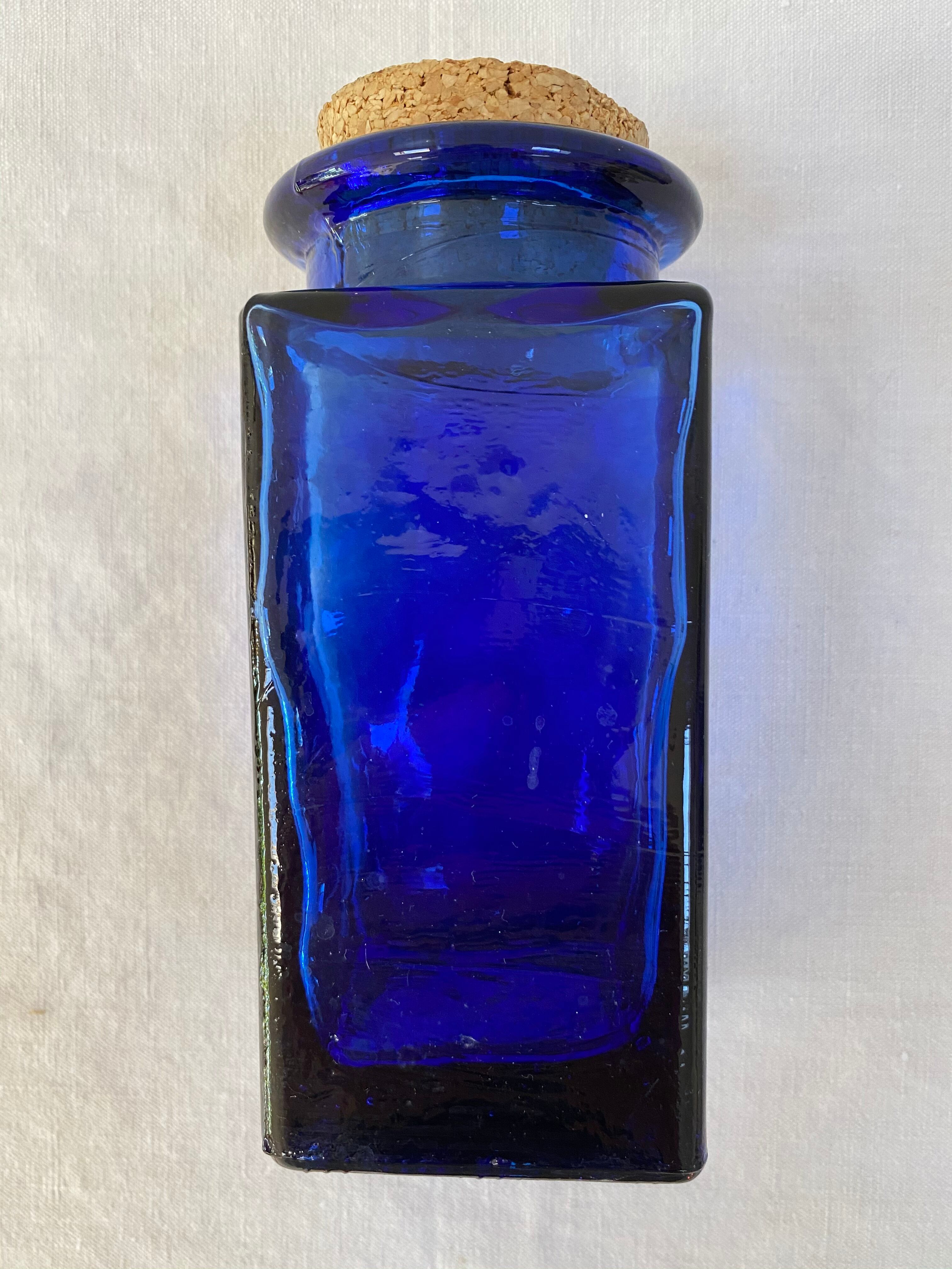 Cobalt blue glass jar