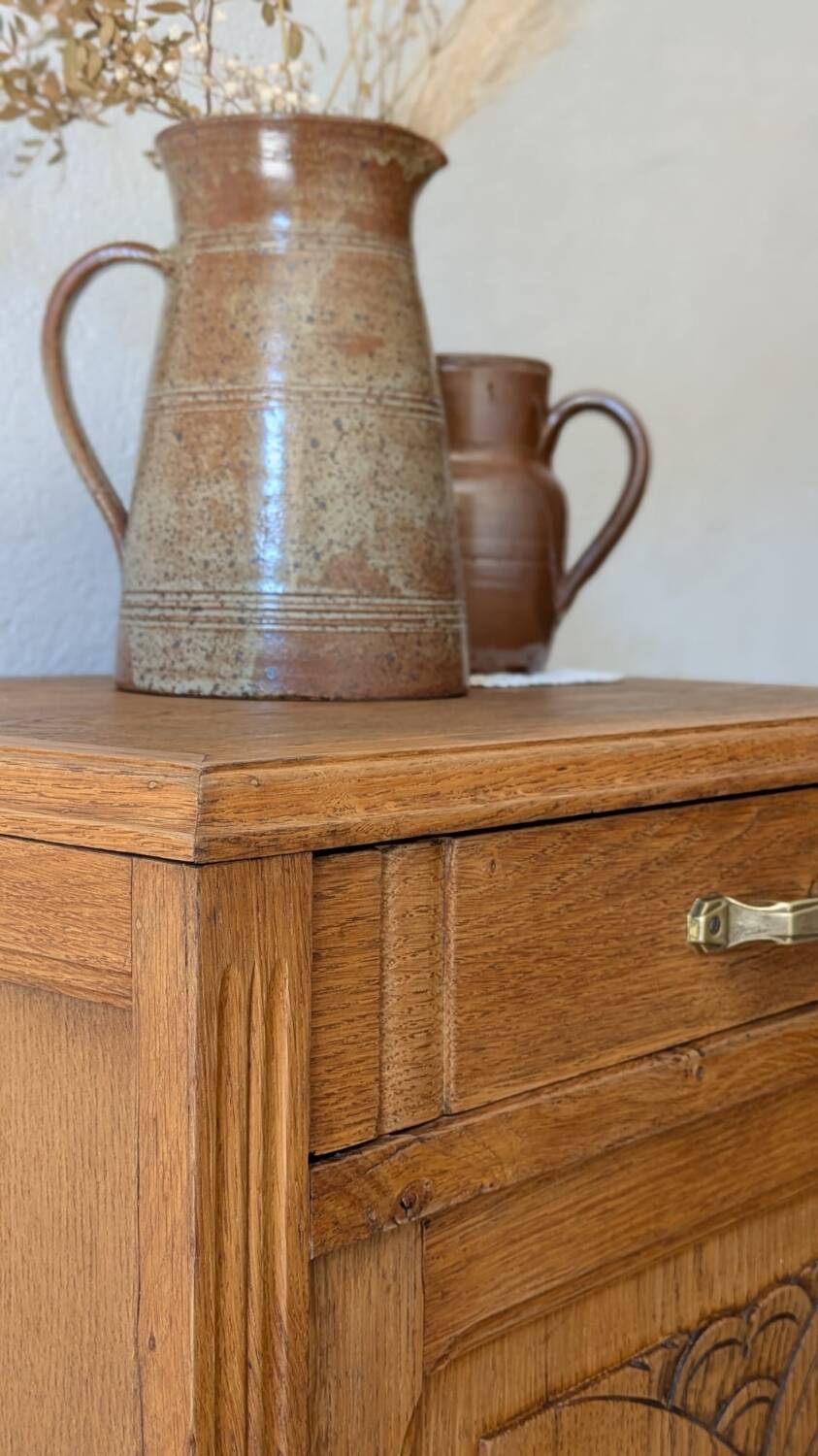Buffet / confiturier ancien art-déco en chêne