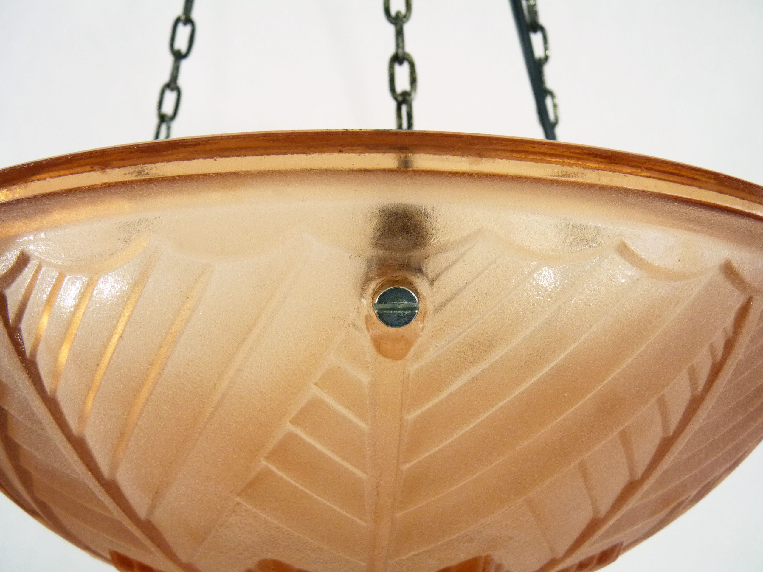 Suspension calysque Art Deco 1 Fire in glass paste