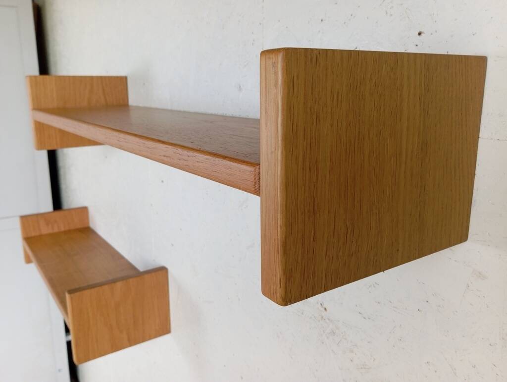 Pair of solid oak wall shelves