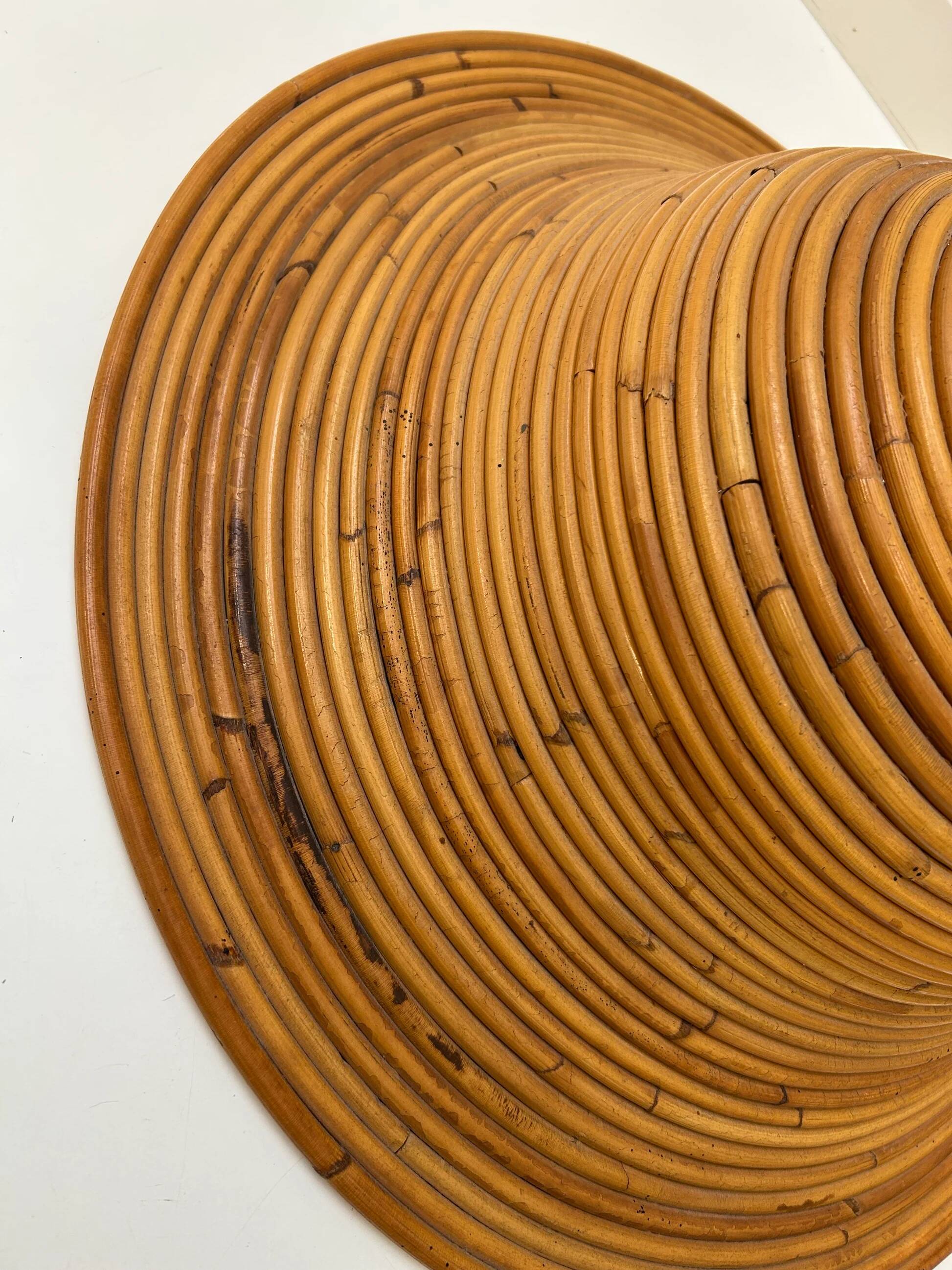 Bell-shaped reed suspension, in the style of Vivai Del Sud, Italy, 1960s.