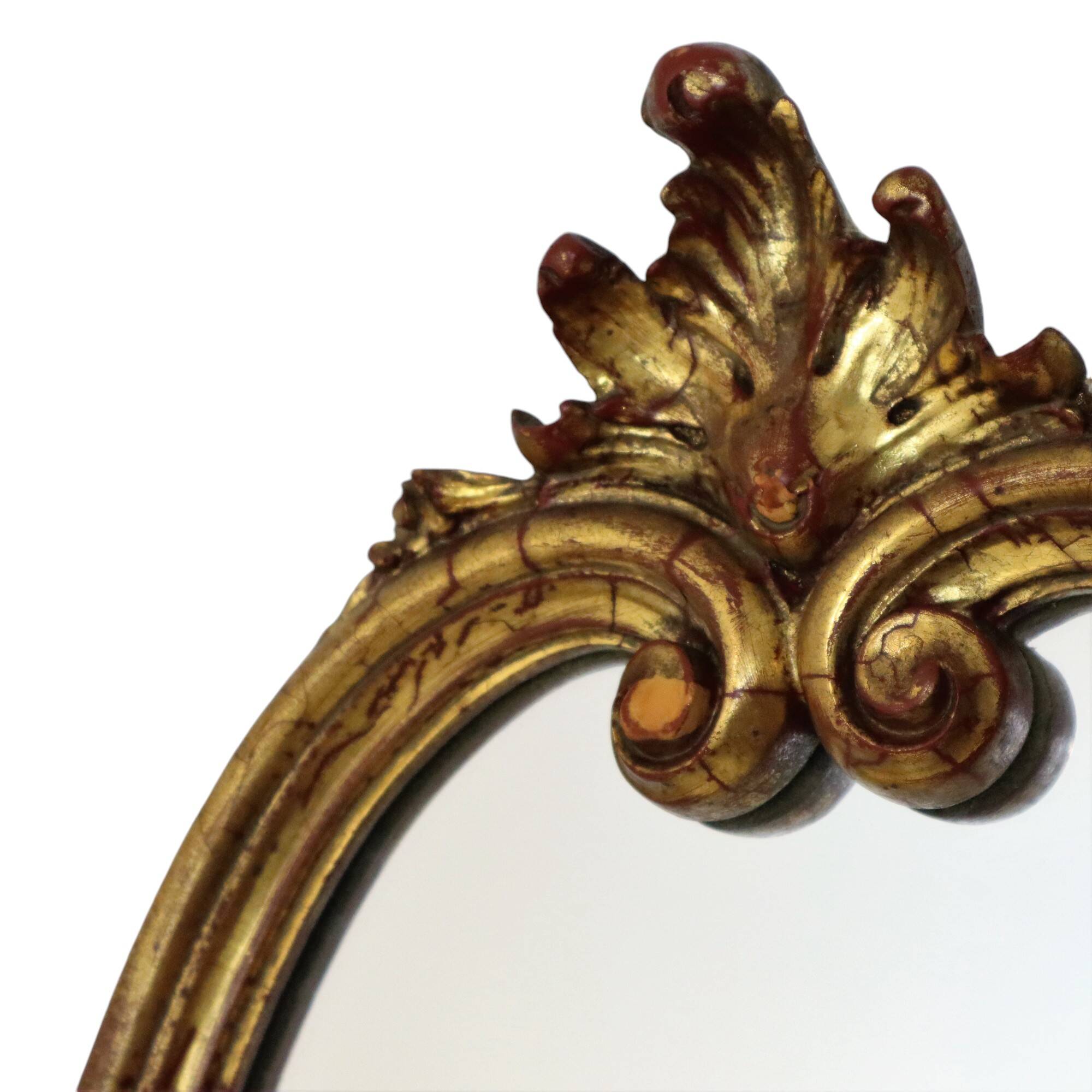 Deknudt Narrow Hall Mirror Gold Gilded Classic Acanthus Crown 138cm